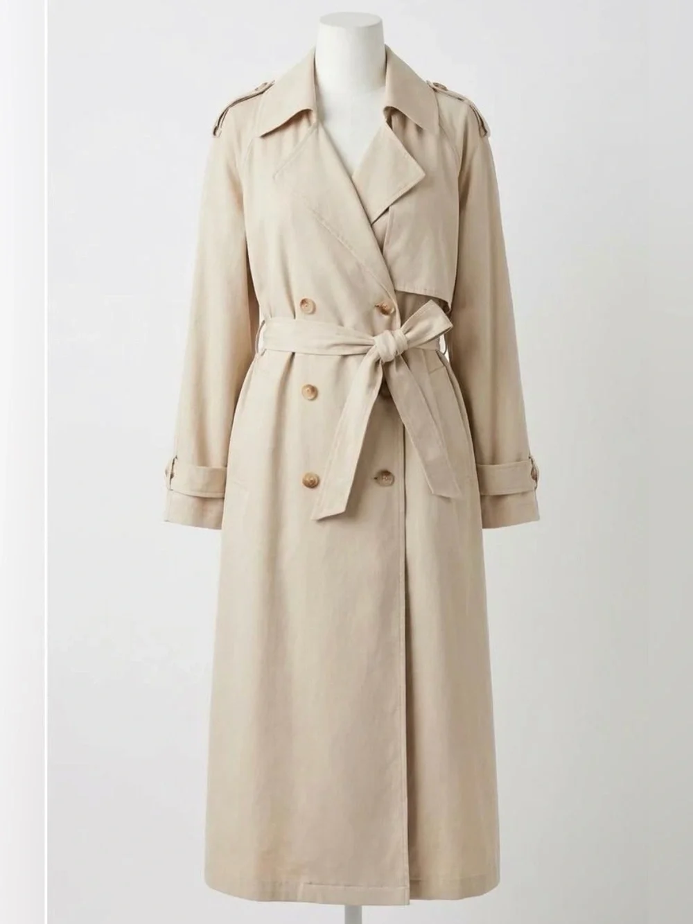 STEVE MADDEN Beige Double-Breasted Lennox Linen Blend Trench Coat M Medium - Picture 1 of 5